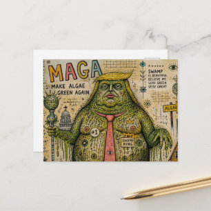 Postal Collage de Monstruo de Pantano que Vuelve Verde la