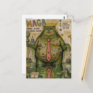 Postal Collage de Monstruo de Pantano que Vuelve Verde la