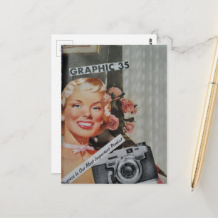 Postal Collage de mujer rubia sonriente