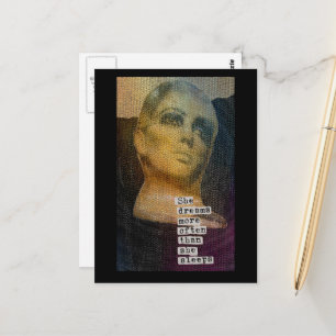 Postal Collage de mujer sueña más a menudo de lo que duer