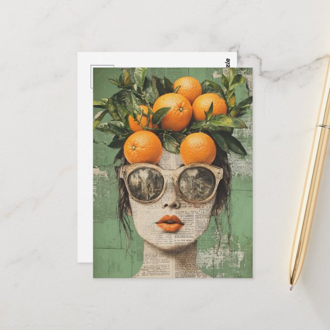 Postal Collage de mujeres y Naranjas (Anverso/Reverso In Situ)