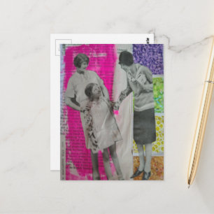 Postal Collage de mujeres y una niña vintage