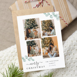 Postal Collage de Navidades botánicos de Moda de guión el