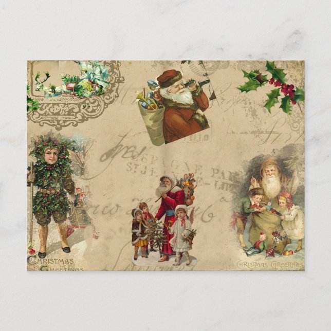 Postal Collage de Navidades de la Vieja Guerra Rústica de (Anverso)