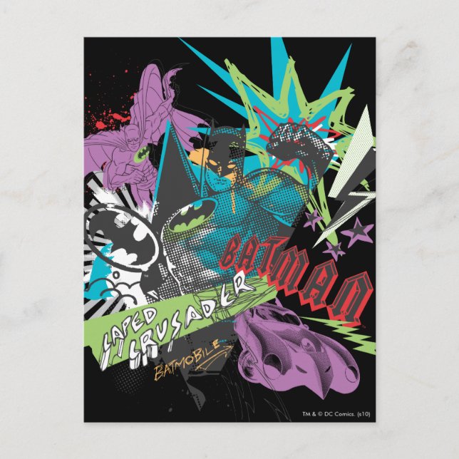 Postal Collage de Neon Crusader de Batman Caped (Anverso)