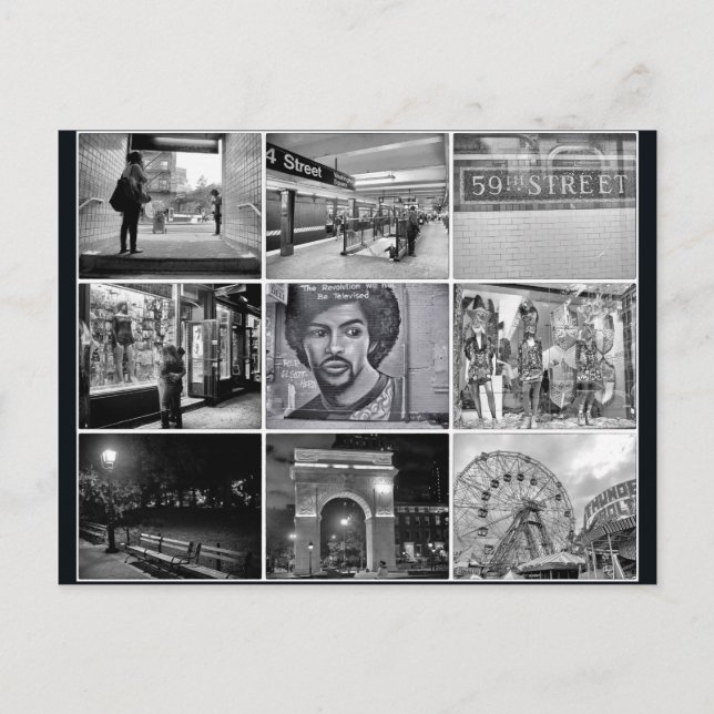 Postal Collage de New York Post Card Card (Anverso)