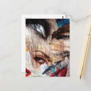 Postal Collage de ojos y labios