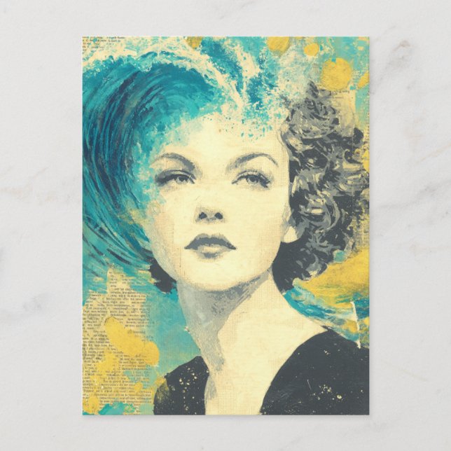 Postal Collage de ondas cerebrales (Anverso)