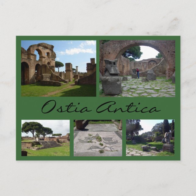 Postal Collage de Ostia Antica (ruinas romanas), Roma (Anverso)