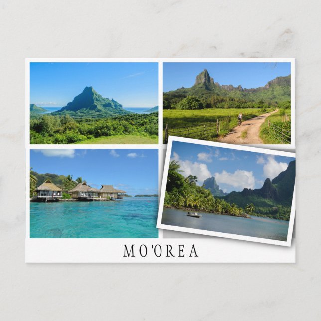 Postal Collage de paisajes de Moorea con imagen holgada (Anverso)