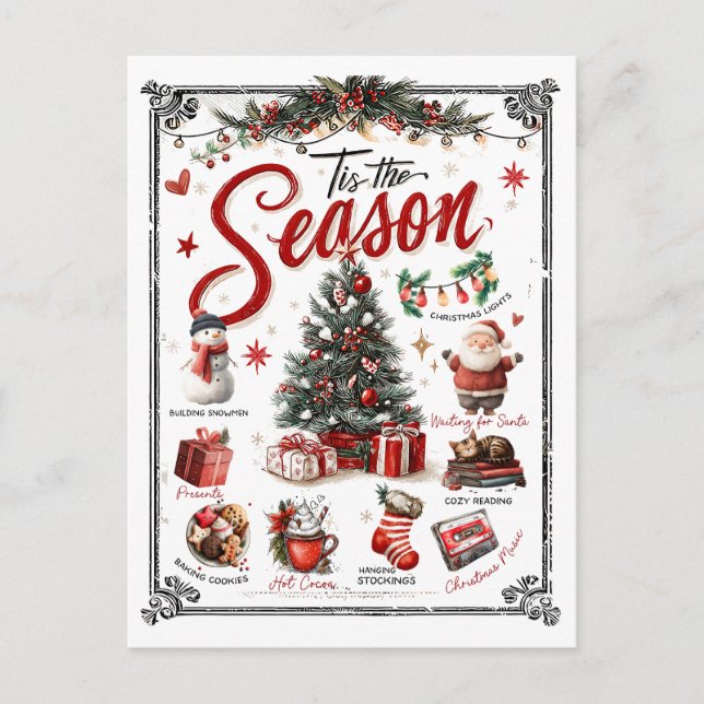 Postal Collage de palabras de Navidad (Anverso)