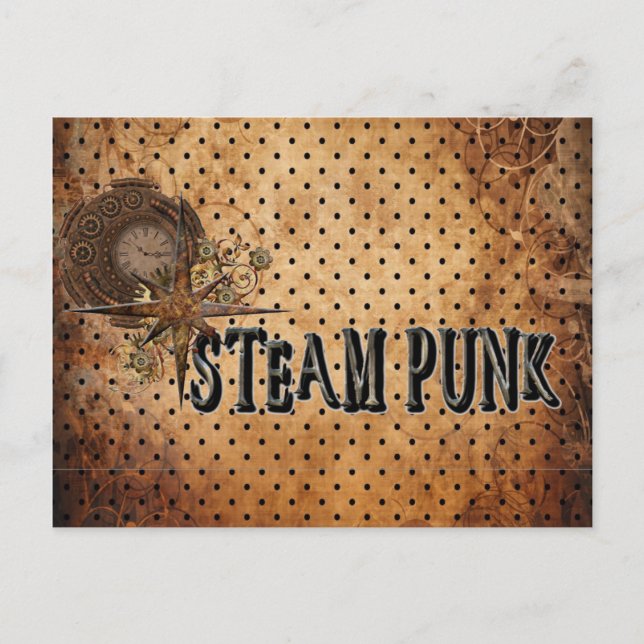 Postal Collage de palabras Steampunk (Anverso)