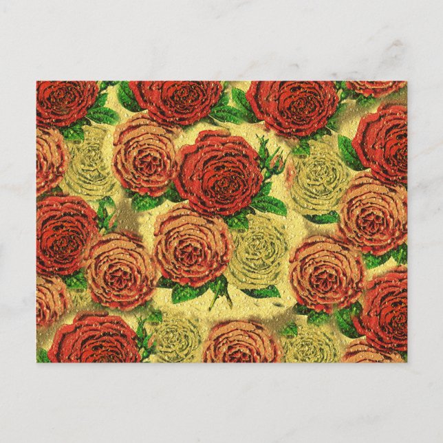 Postal Collage de papel tapiz de la rosa roja de la Bonit (Anverso)