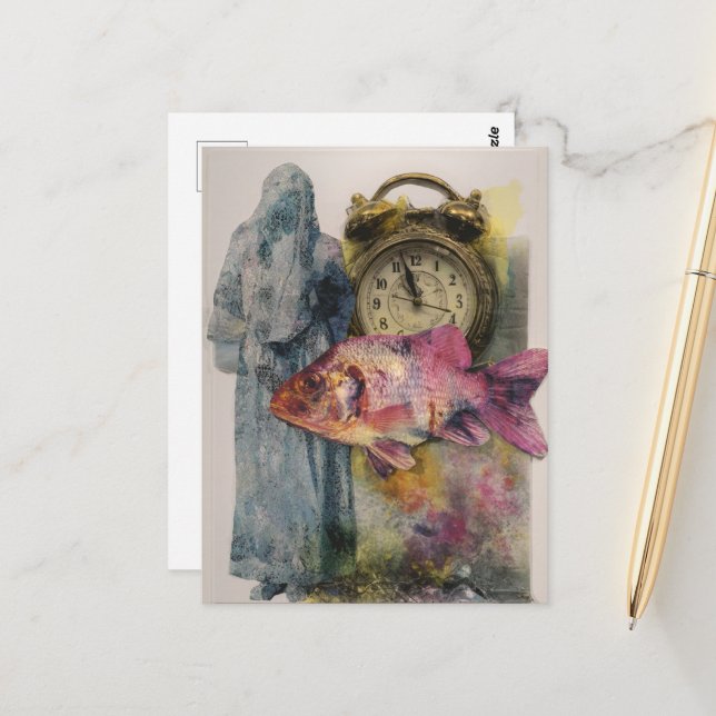 Postal Collage de personas del reloj de pescado (Anverso/Reverso In Situ)