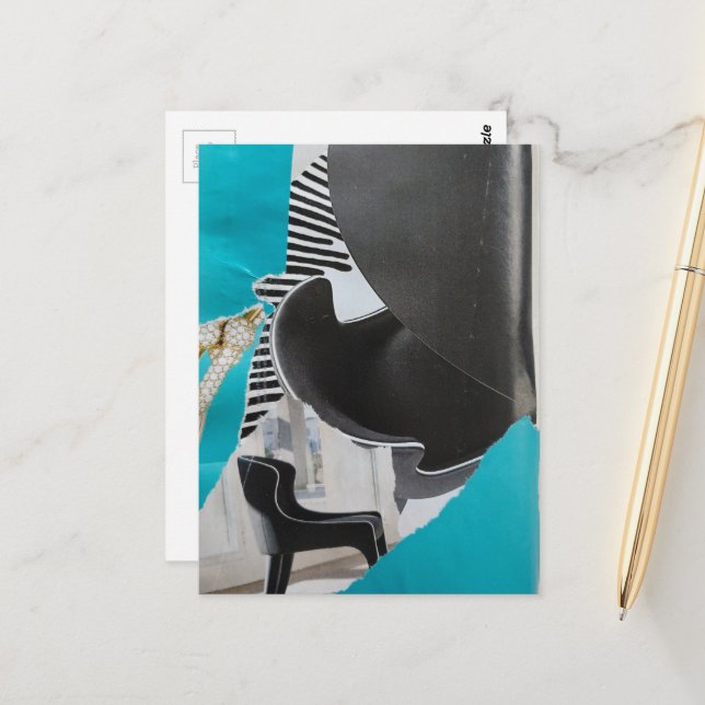 Postal Collage de piano y silla (Anverso/Reverso In Situ)