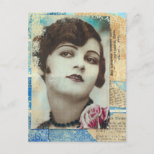 Postal Collage de pinturas de Chica de bonito