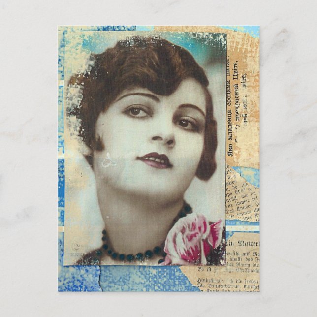 Postal Collage de pinturas de Chica de bonito (Anverso)