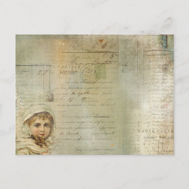 Postal Collage de posts y guiones para niñas (Anverso)