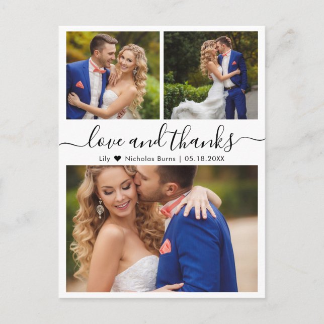 Postal Collage de presupuesto Amor y Gracias Boda Gracias (Anverso)
