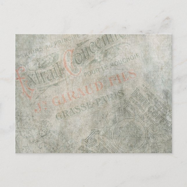 Postal Collage de publicidad parisina en papel de cosecha (Anverso)