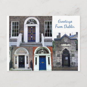 Postal Collage de puertas antiguas, Saludos desde Dublín