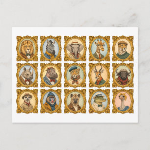Postal Collage de retratos de animales africanos