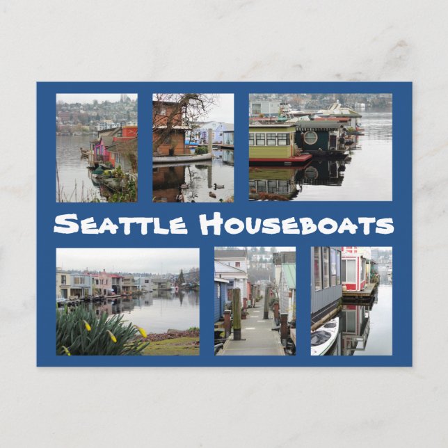 Postal Collage de Seattle Houseboat (Anverso)