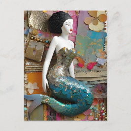 Postal Collage de Sirena Fantasía