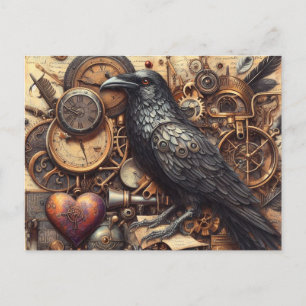 Postal Collage de Steampunk Raven