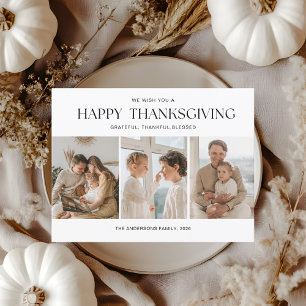 Postal Collage de Tres Fotos de Acción de Gracias Moderno