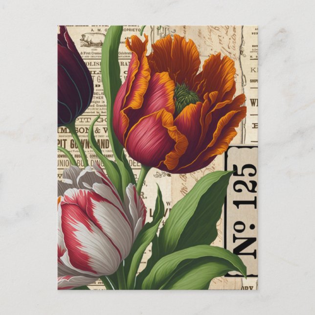Postal Collage de Tulips Vintage (Anverso)