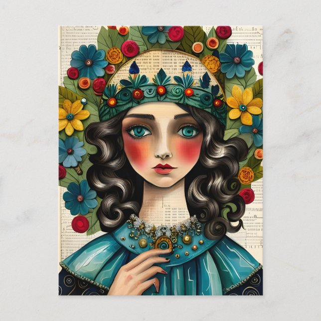 Postal Collage de una mujer real (Anverso)