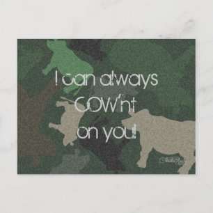 Postal Collage de vaca CaMOOflage en verde