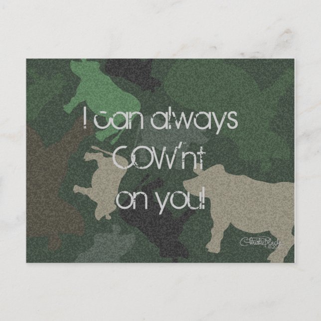 Postal Collage de vaca CaMOOflage en verde (Anverso)