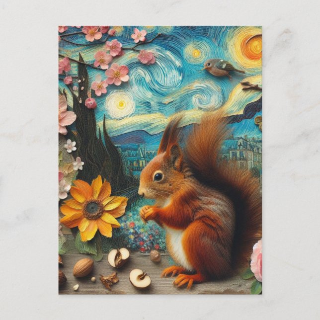 Postal Collage de Van Gogh Squirrel (Anverso)