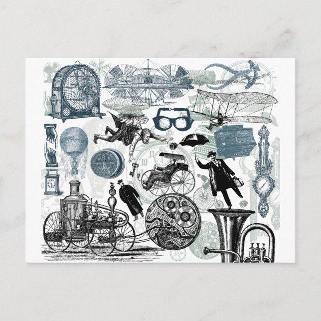 Postal Collage de vapor coloreado (Anverso)