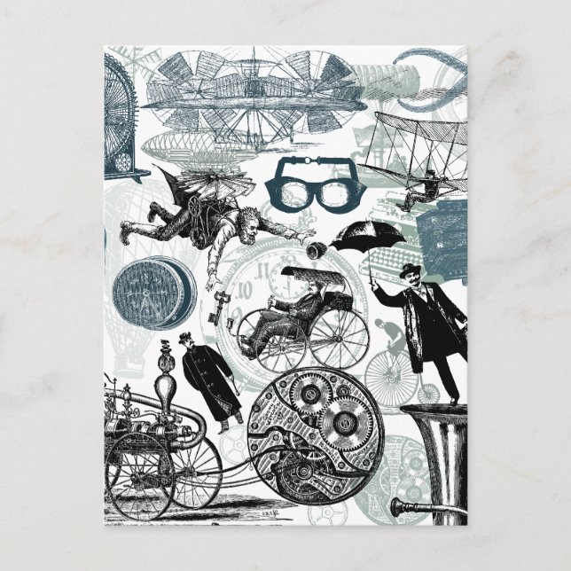 Postal Collage de vapor coloreado (Anverso)