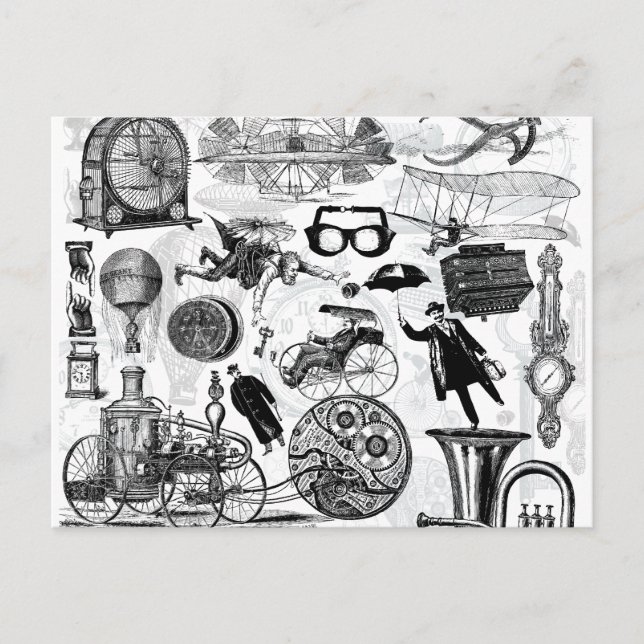 Postal Collage de vapor número 2 (Anverso)