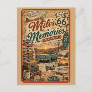 Postal Collage de viaje por la Ruta 66 Vintage