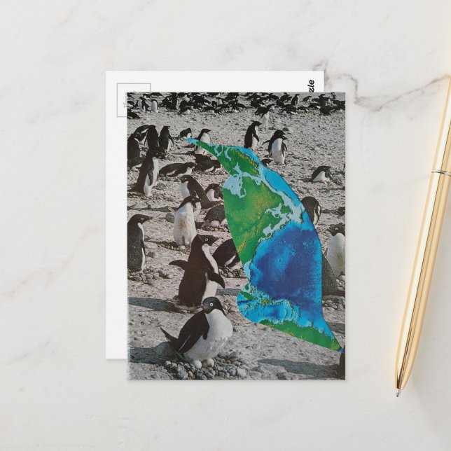 Postal Collage de vida silvestre de pingüinos (Anverso/Reverso In Situ)