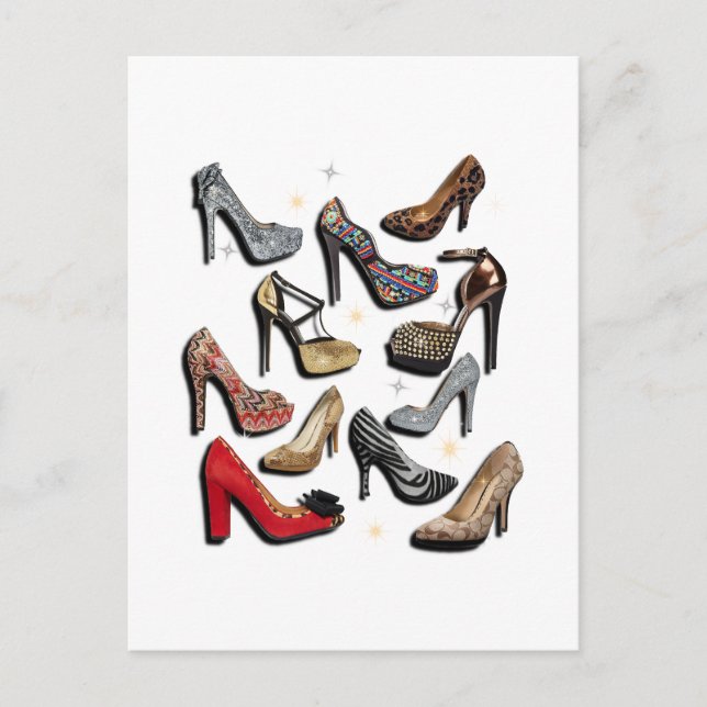 Postal Collage de zapatos de tacón alto Sparkle Bombas de (Anverso)