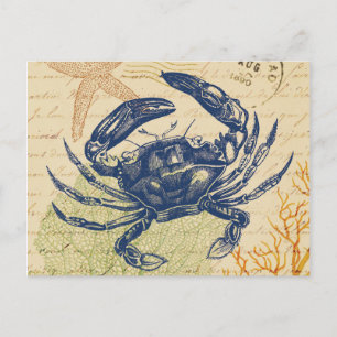 Postal Collage del Cangrejo Azul costero