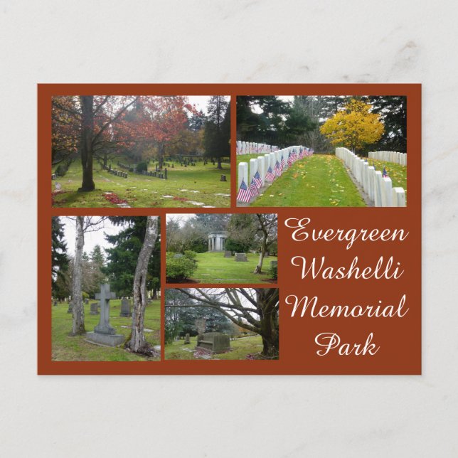 Postal Collage del Cementerio Evergreen Washelli (Anverso)