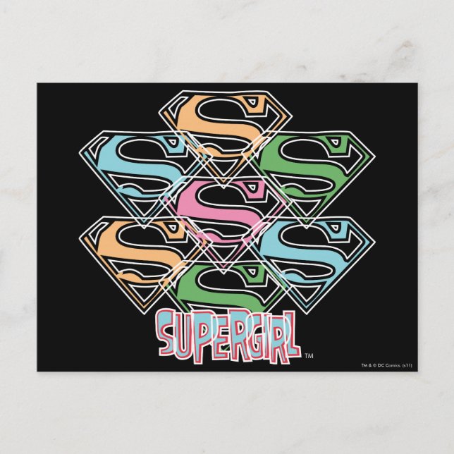 Postal Collage del logotipo de Supergirl Pastel (Anverso)