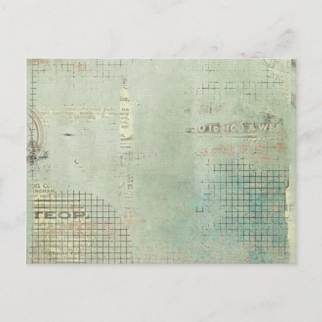 Postal collage del periódico STamped con pintura azul (Anverso)