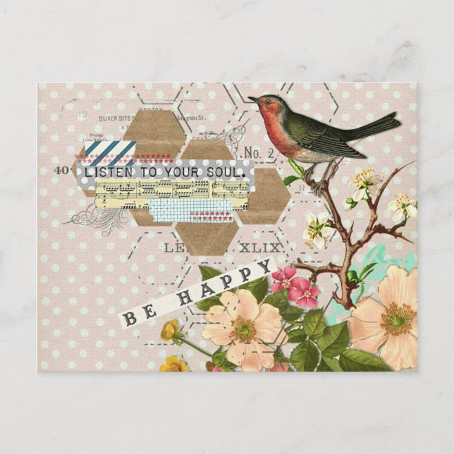 Postal Collage digital Be Happy (Anverso)