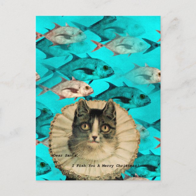 Postal Collage digital Cat Fish You (Anverso)