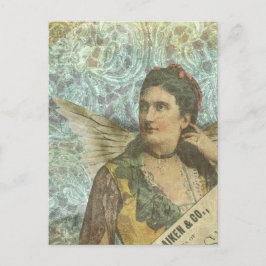 Postal Collage digital de la dama alada