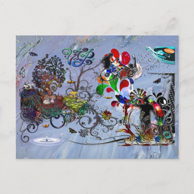 Postal Collage digital VIP de música de micrófono abierto (Anverso)