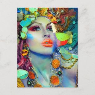 Postal Collage femenino colorido